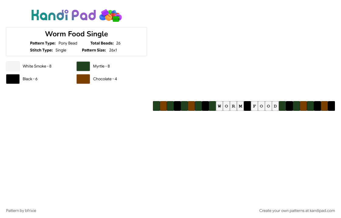 Worm Food Single - Pony Bead Pattern by bfrixie on Kandi Pad - brown, white