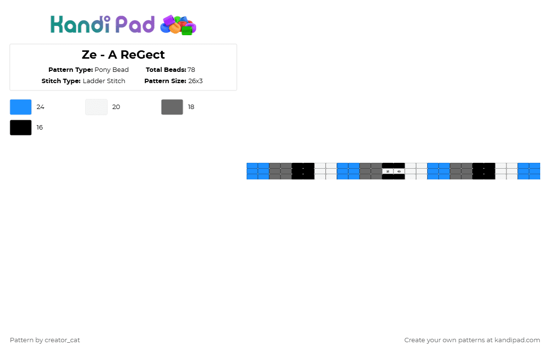 Ze - A ReGect - Pony Bead Pattern by creator_cat on Kandi Pad - light blue,gray,minecraft,arg,aregect