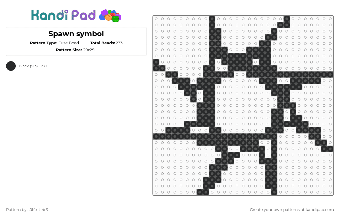 Spawn symbol - Fuse Bead Pattern by s0l4r_fl4r3 on Kandi Pad - black