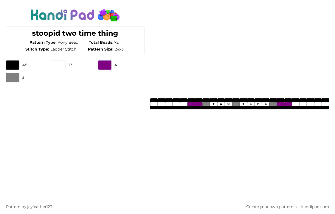 stoopid two time thing - Pony Bead Pattern by jayfeather123 on Kandi Pad - black,white,gray,pink,forsaken,two time,roblox,ladder