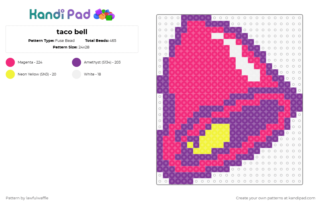 Taco bell Fuse Bead Pattern - Kandi Pad | Kandi Patterns, Fuse Bead ...