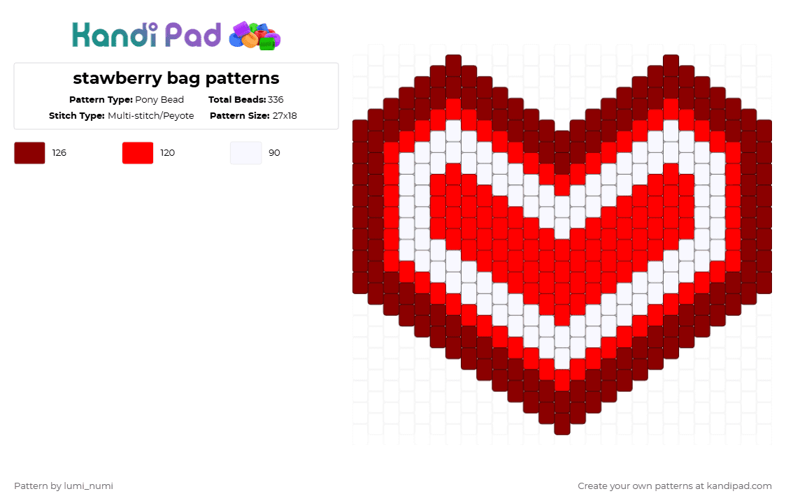 stawberry bag patterns - Pony Bead Pattern by lumi_numi on Kandi Pad - red,white