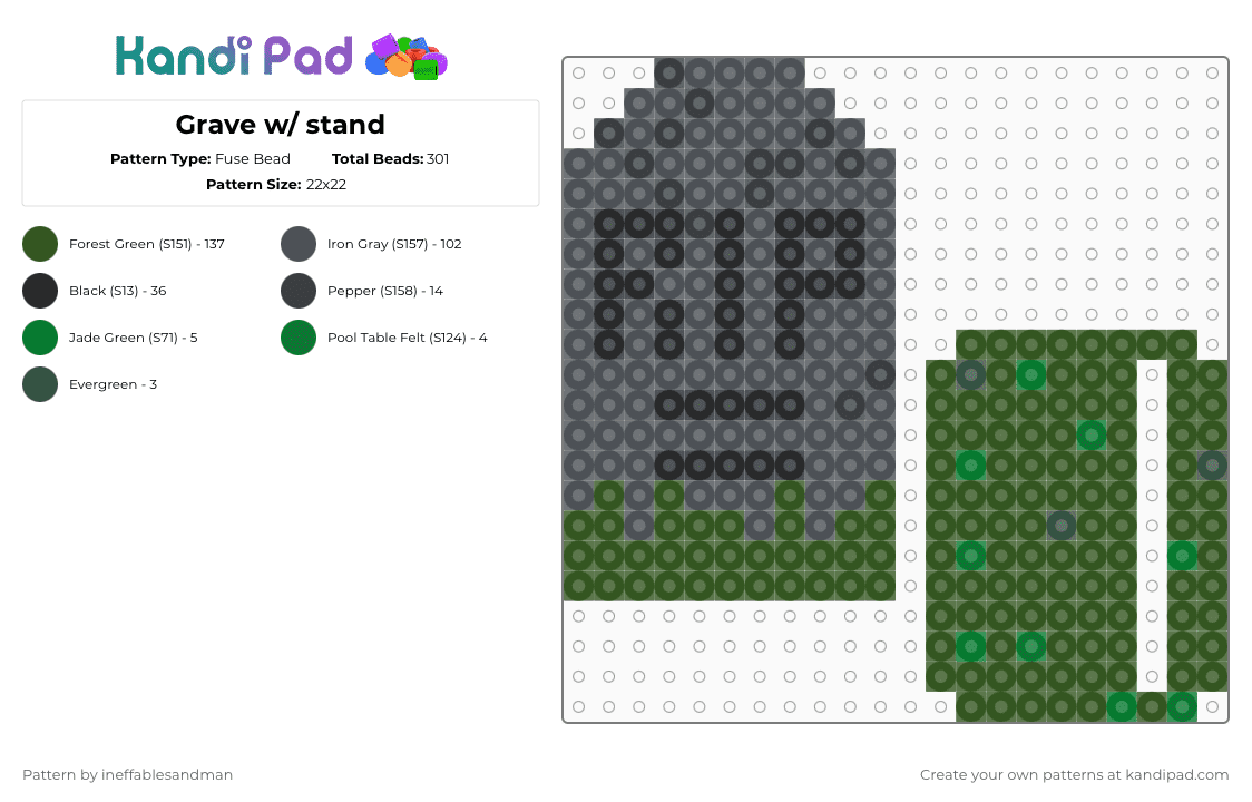 Grave w/ stand - Fuse Bead Pattern by ineffablesandman on Kandi Pad - purple,gold