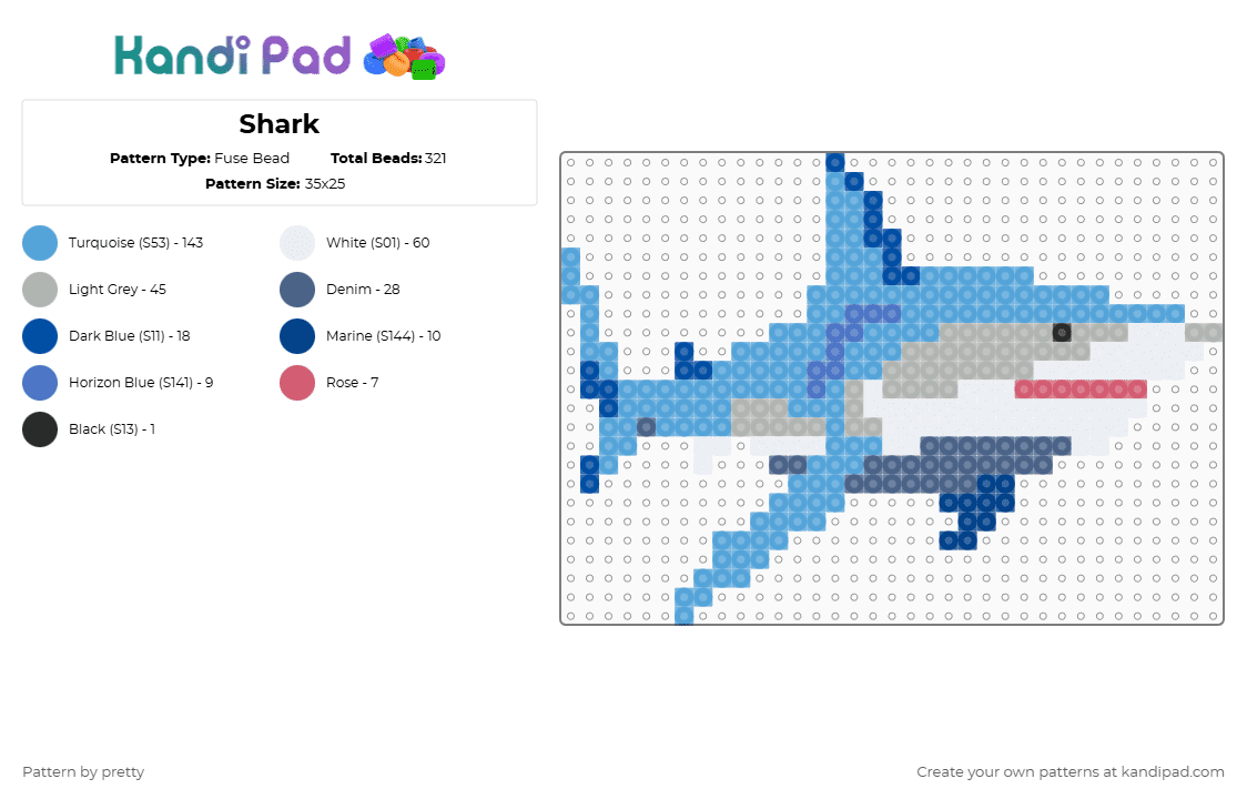 Shark - Fuse Bead Pattern by pretty on Kandi Pad - light blue,blue