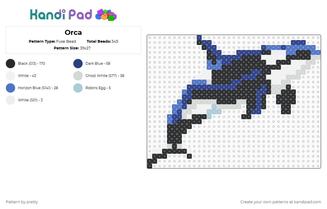 Orca - Fuse Bead Pattern by pretty on Kandi Pad - blue