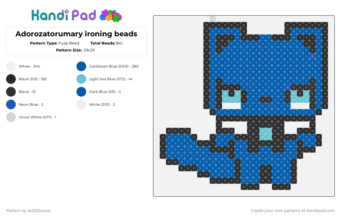 Adorozatorumary ironing beads - Fuse Bead Pattern by 4d333iscool on Kandi Pad - blue