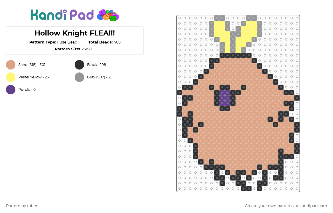 Hollow Knight FLEA!!! - Fuse Bead Pattern by robert on Kandi Pad - beige