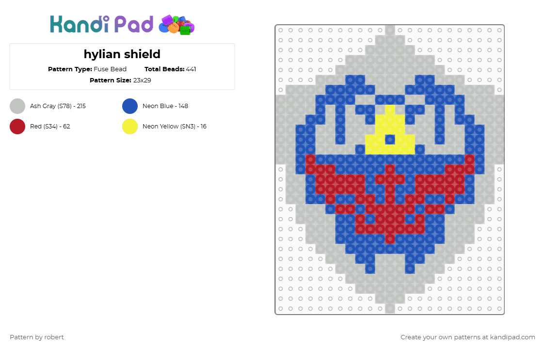 hylian shield - Fuse Bead Pattern by robert on Kandi Pad - beige,blue