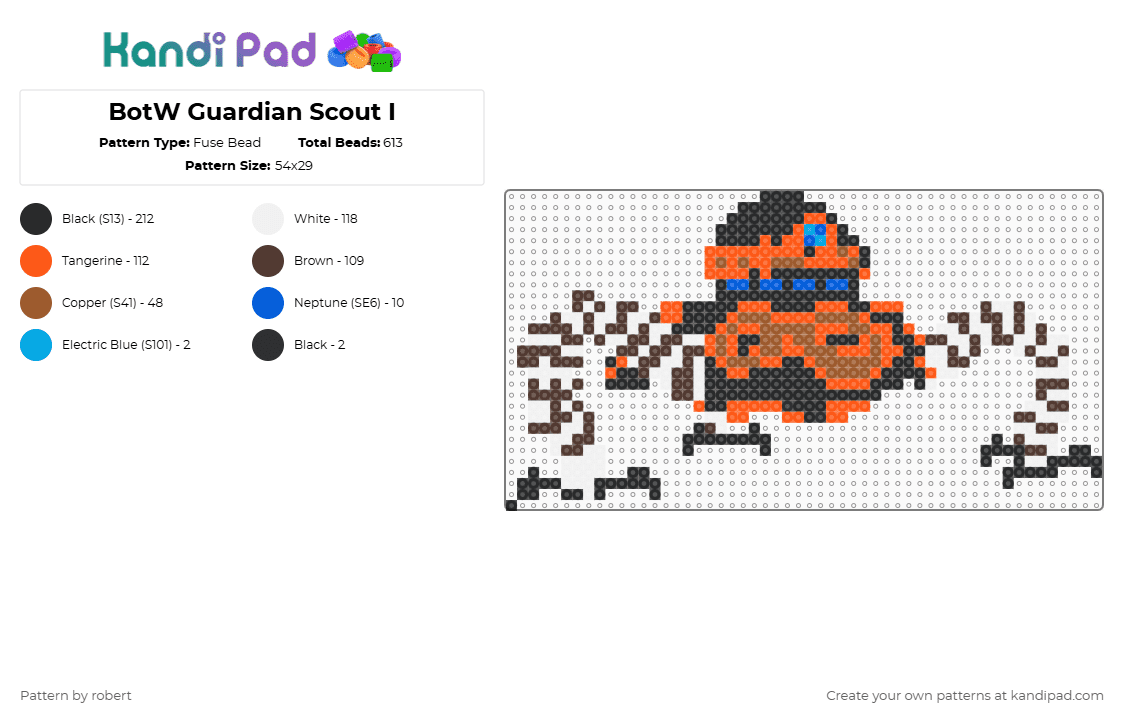 BotW Guardian Scout I - Fuse Bead Pattern by robert on Kandi Pad - orange,brown