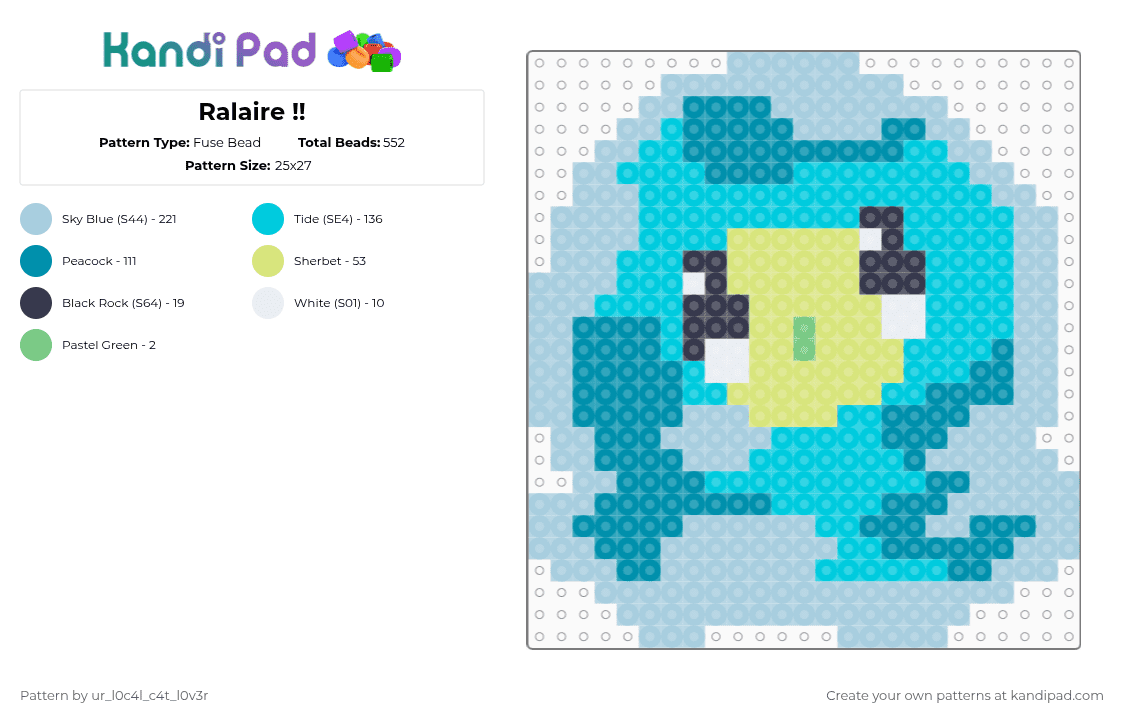 Ralaire !! - Fuse Bead Pattern by ur_l0c4l_c4t_l0v3r on Kandi Pad - light blue,anime,ralaire,im in love with the villainess,cute,silly