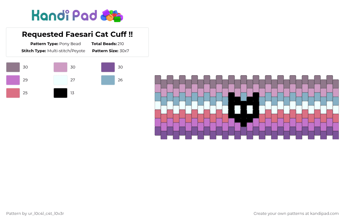 Requested Faesari Cat Cuff !! - Pony Bead Pattern by ur_l0c4l_c4t_l0v3r on Kandi Pad - pink,faesari,faesari cuff,lgbtq,cat,cuff,lgbt