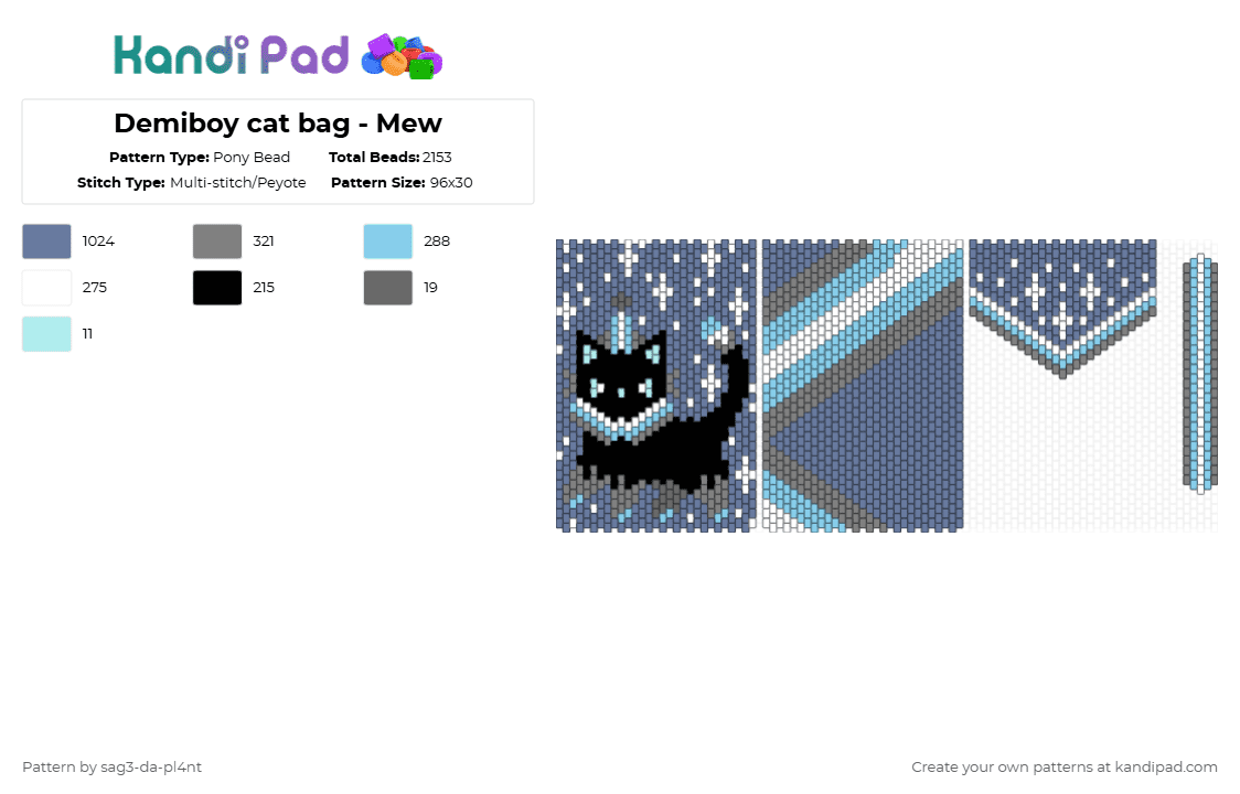 Demiboy cat bag - Mew - Pony Bead Pattern by sag3-da-pl4nt on Kandi Pad - blue,cotdwarehouses