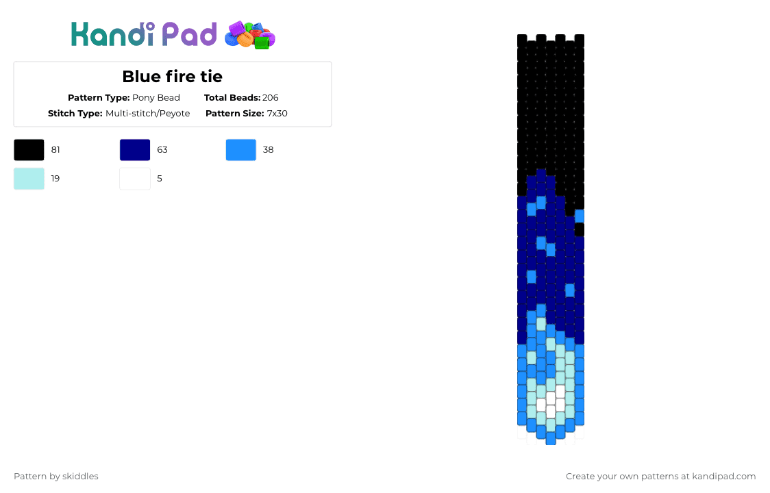 Blue fire tie - Pony Bead Pattern by skiddles on Kandi Pad - purple,light blue