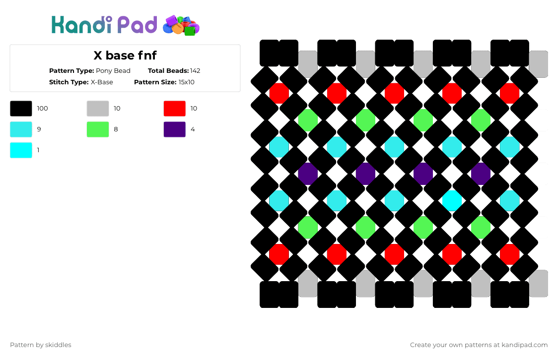 X base fnf - Pony Bead Pattern by skiddles on Kandi Pad - black,red,green,colorful