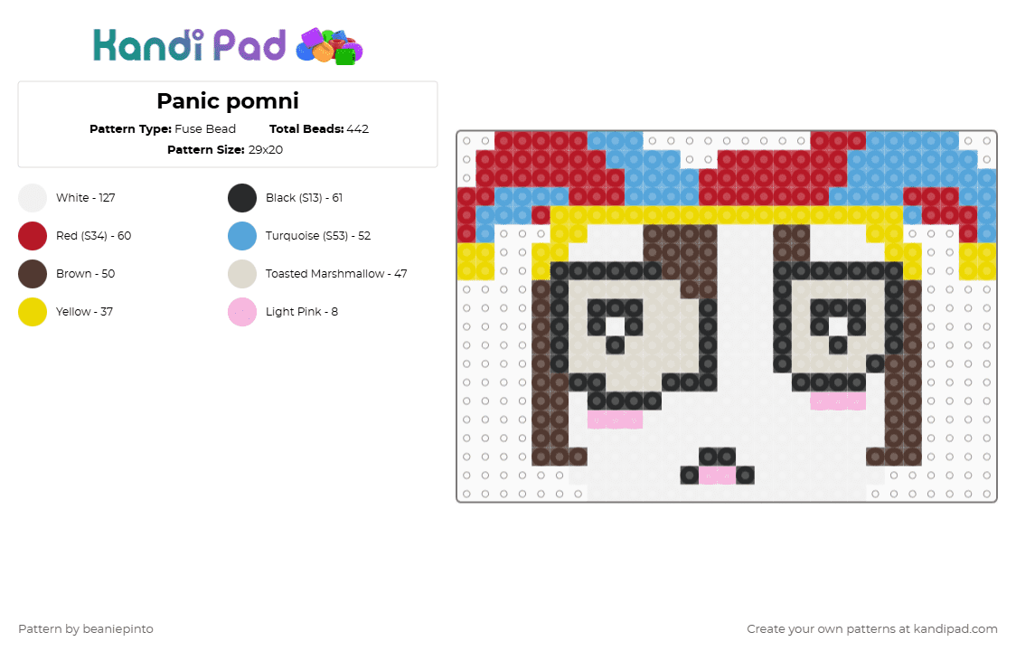 Panic pomni Fuse Bead Pattern - Kandi Pad | Kandi Patterns, Fuse Bead ...
