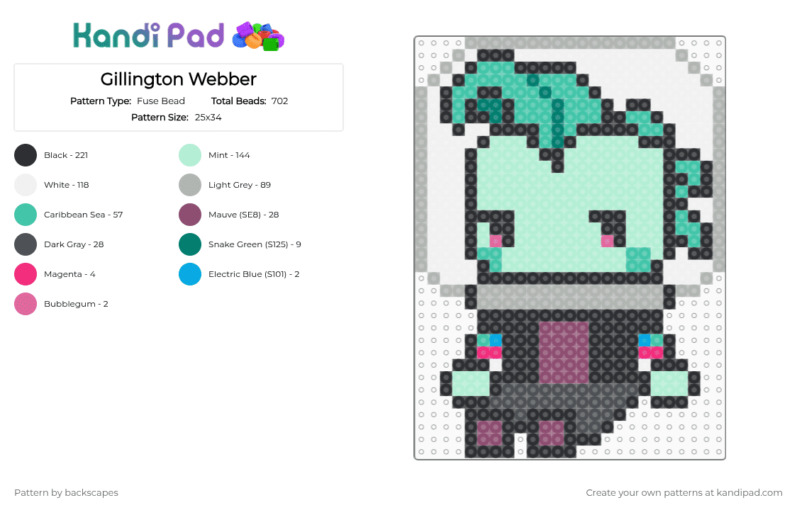 Gillington Webber - Fuse Bead Pattern by backscapes on Kandi Pad - beige,light blue,lagoona,monster high,gil,fish,blue,green,water