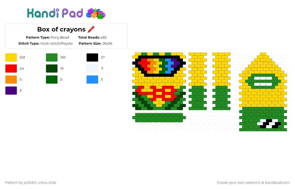 Box of crayons 🖍️ - Pony Bead Pattern by pr0t3ct_tr4ns_k1dz on Kandi Pad - yellow,green