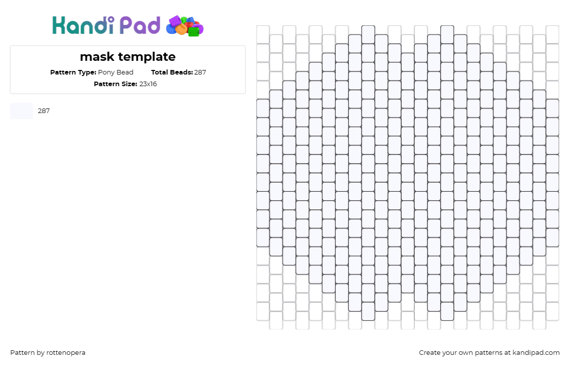 mask template - Pony Bead Pattern by rottenopera on Kandi Pad - mask,template,base,white