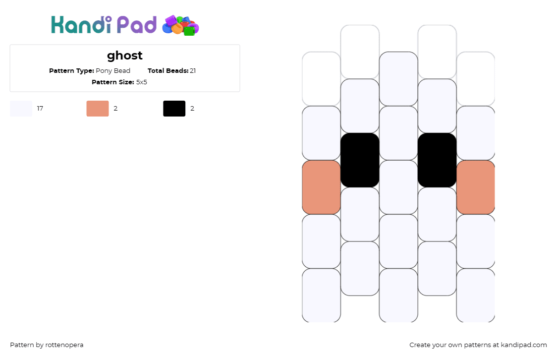 ghost - Pony Bead Pattern by rottenopera on Kandi Pad - ghost,cute,spooky,spirit,playful,supernatural,friendly,white