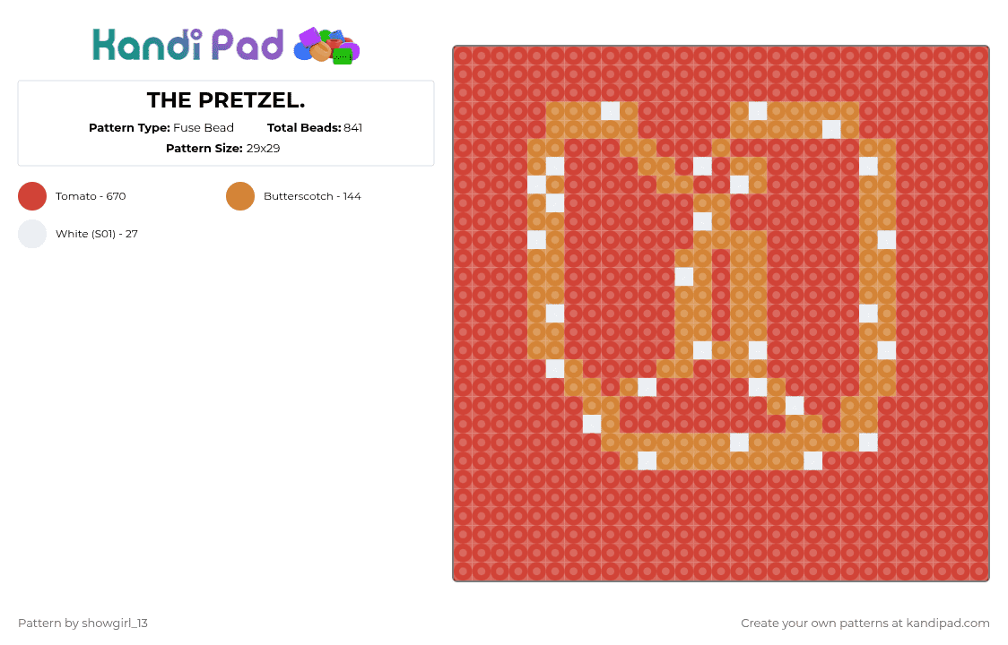 THE PRETZEL. - Fuse Bead Pattern by showgirl_13 on Kandi Pad - red