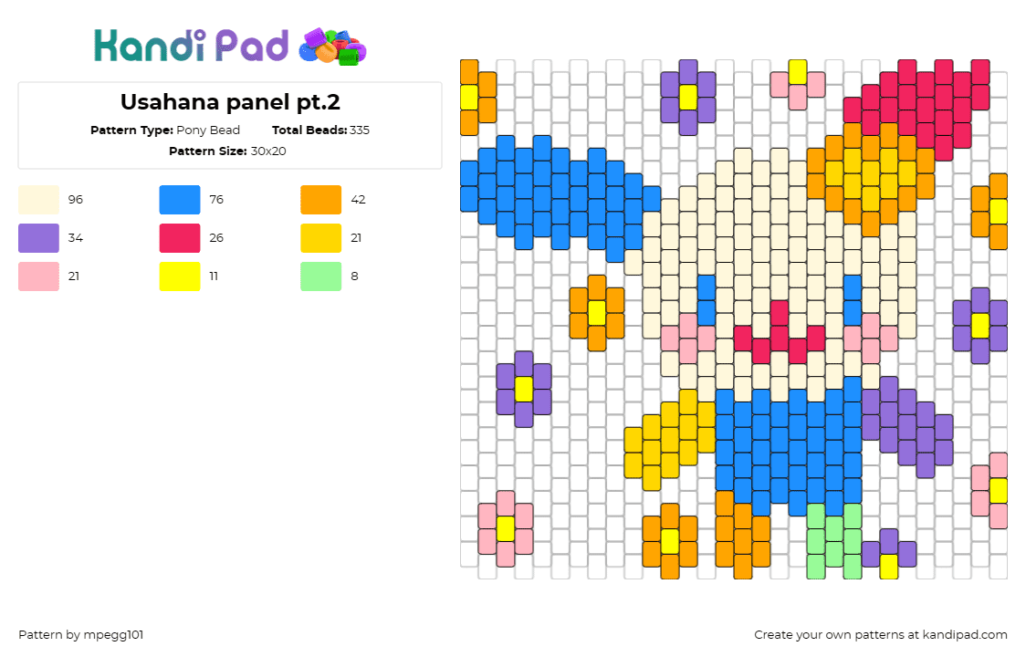 Usahana panel pt.2 - Pony Bead Pattern by mpegg101 on Kandi Pad - usahana,sanrio,character,floral,playful,vibrant,joy,panel,multicolored