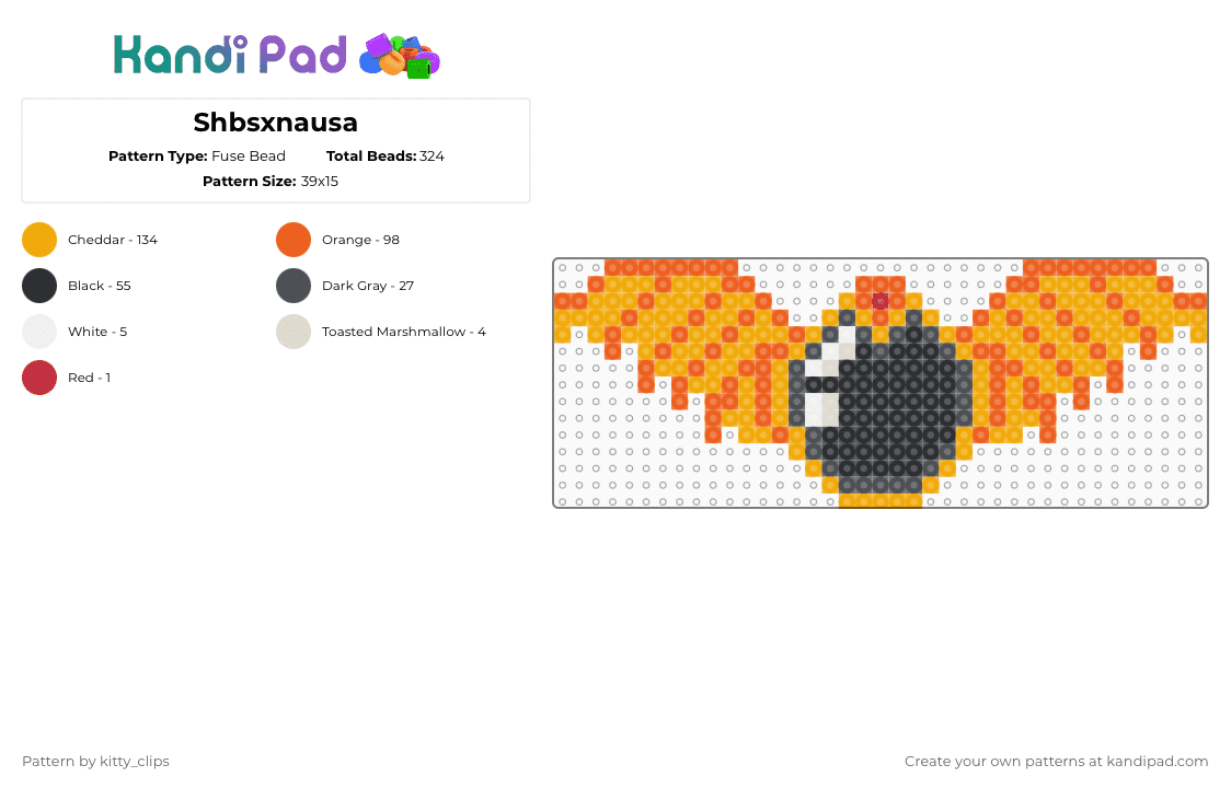 The eye of onyx wings of fire - Fuse Bead Pattern by kitty_clips on Kandi Pad - orange