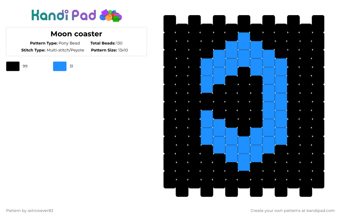 Moon coaster - Pony Bead Pattern by astro4ever83 on Kandi Pad - black, coaster, moon