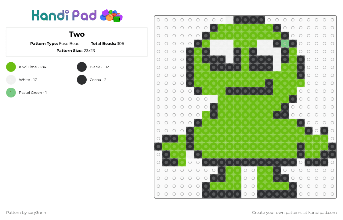 Two - Fuse Bead Pattern by sory3nnn on Kandi Pad - green,two bfdi