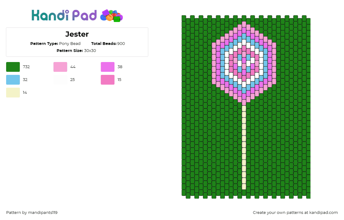 Jester - Pony Bead Pattern by mandipants119 on Kandi Pad - jester lavorre,critical role,lollipop,panel,candy,sweet,green,pink