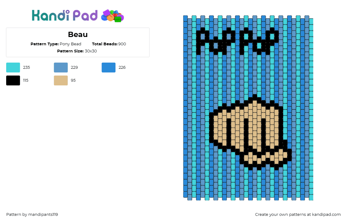 Beau - Pony Bead Pattern by mandipants119 on Kandi Pad - fist,beauregard lionett,pop pop,critical role,punch,vertical,stripes,panel,tan,blue,light blue