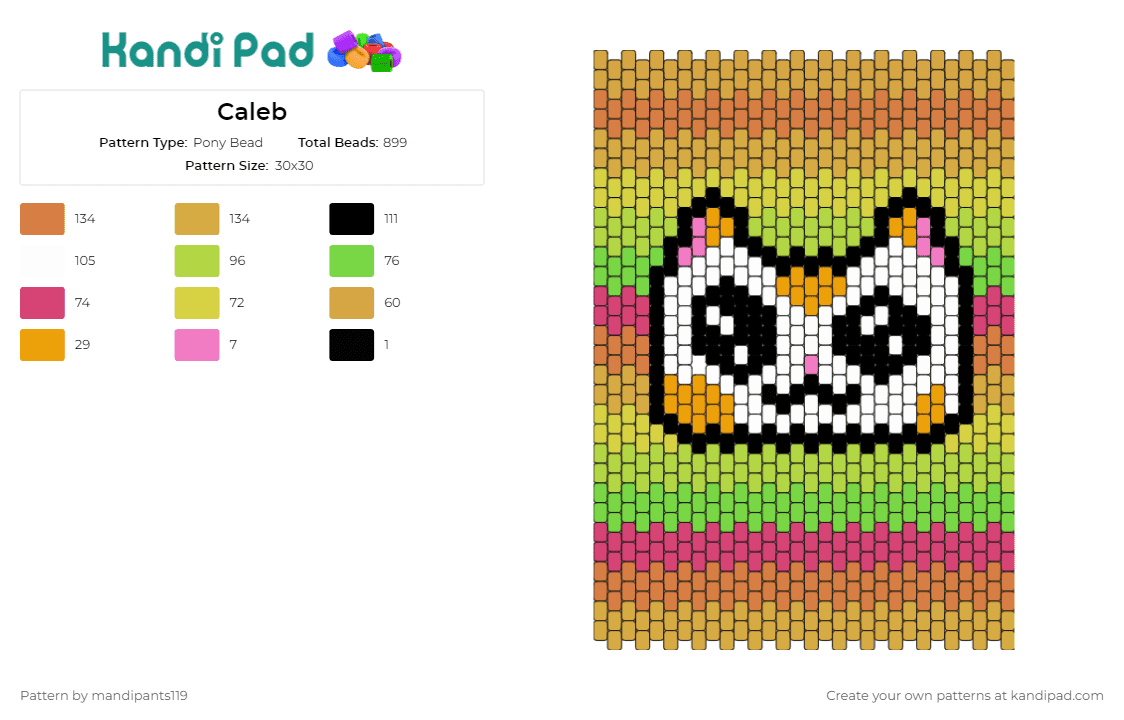 Caleb - Pony Bead Pattern by mandipants119 on Kandi Pad - cats,animals,panel,colorful