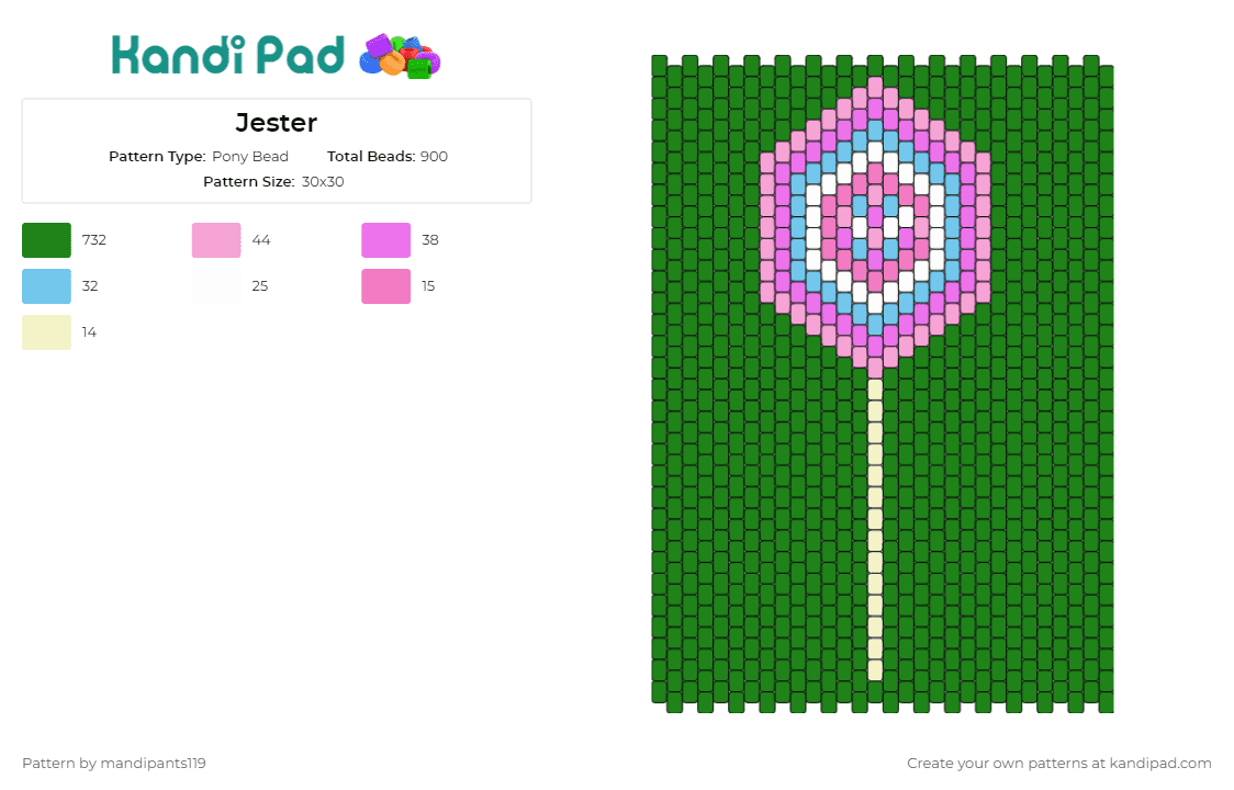 Jester - Pony Bead Pattern by mandipants119 on Kandi Pad - jester lavorre,critical role,lollipop,panel
