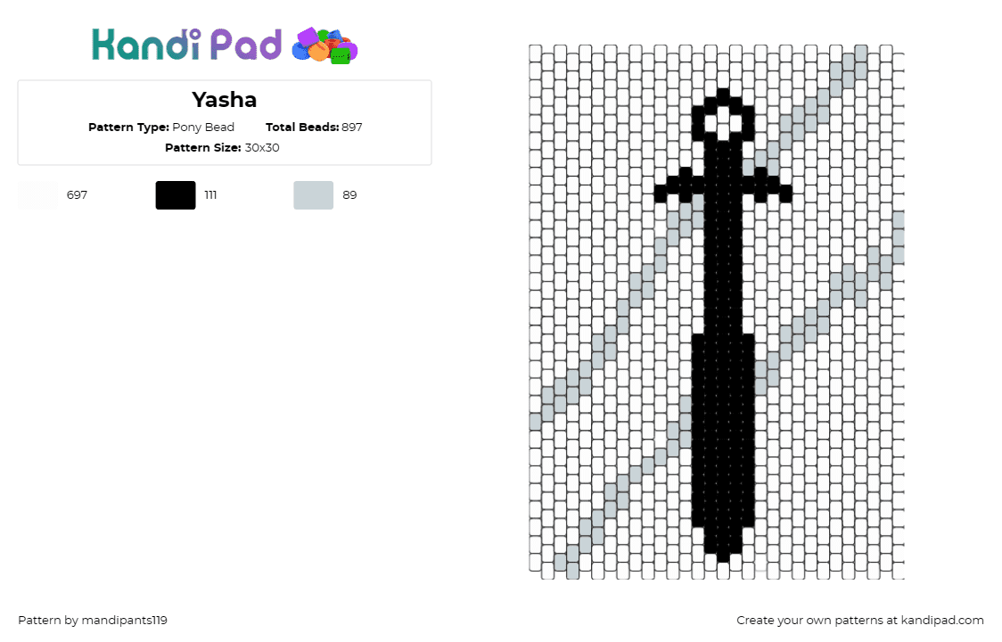 Yasha - Pony Bead Pattern by mandipants119 on Kandi Pad - critical role,yasha nydoorin,sword,panel