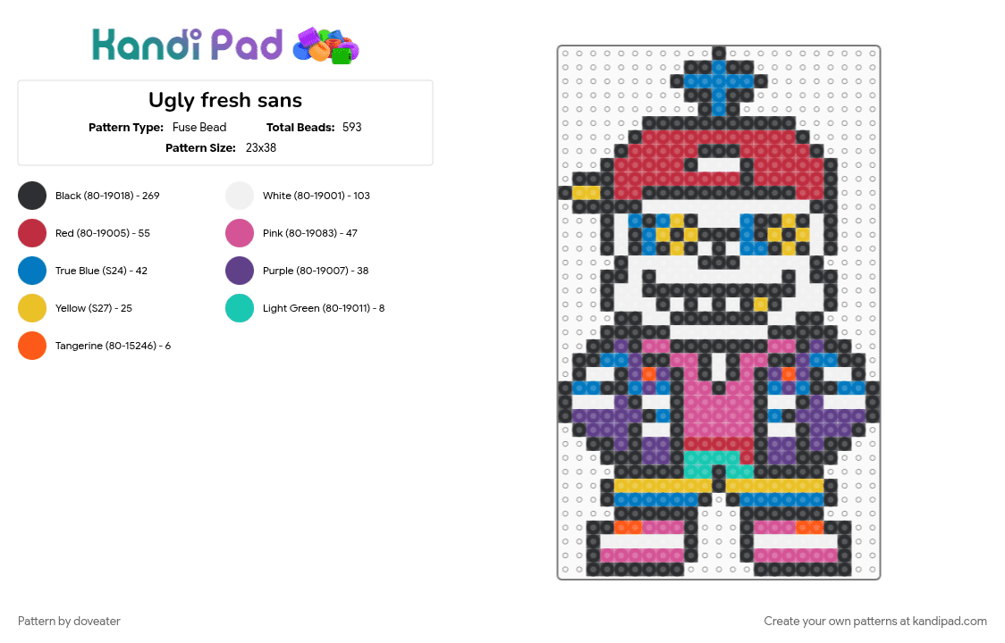 Ugly fresh sans - Fuse Bead Pattern by doveater on Kandi Pad - black, colorful, purple, red, sans, undertale, utmv