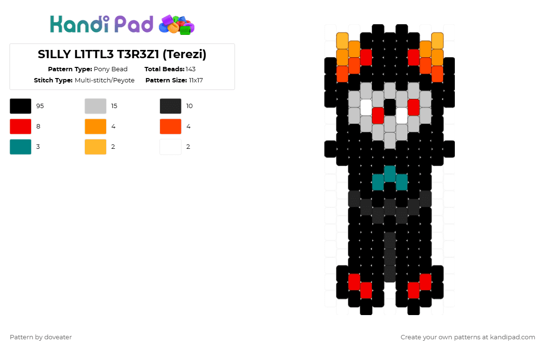 S1LLY L1TTL3 T3R3Z1 (Terezi) - Pony Bead Pattern by doveater on Kandi Pad - black,red,beige