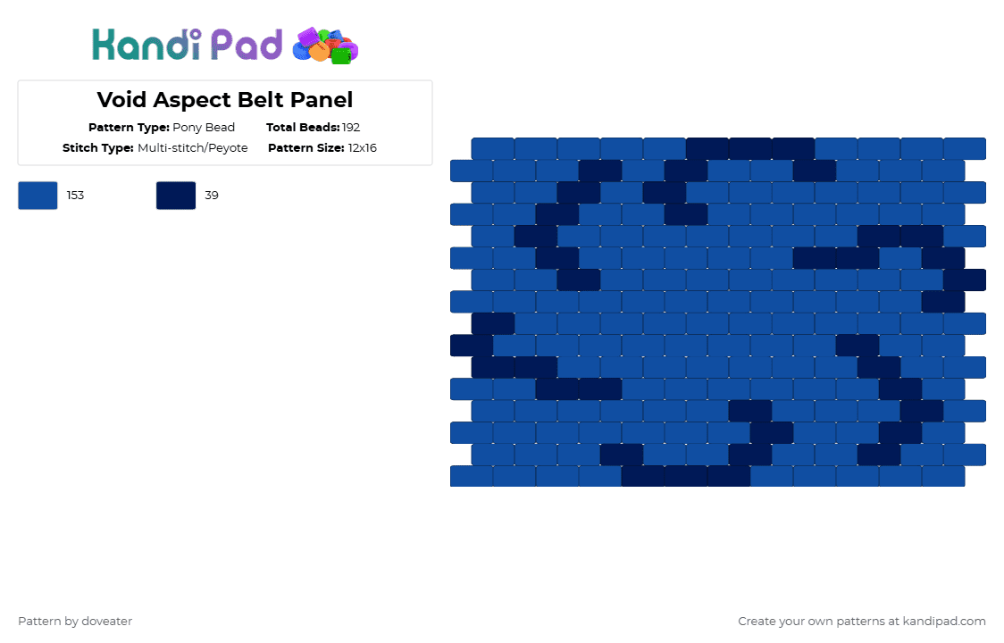Void Aspect Belt Panel - Pony Bead Pattern by doveater on Kandi Pad - blue
