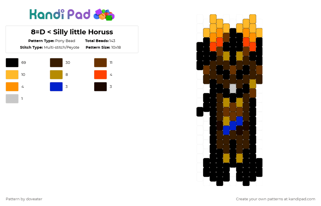 8=D < Silly little Horuss - Pony Bead Pattern by doveater on Kandi Pad - black,orange,brown,homestuck,character