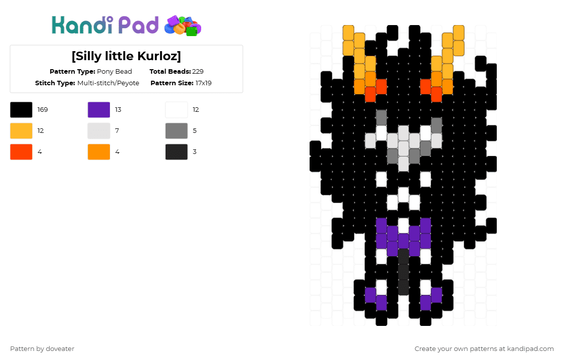 [Silly little Kurloz] - Pony Bead Pattern by doveater on Kandi Pad - black,orange,purple,homestuck,character