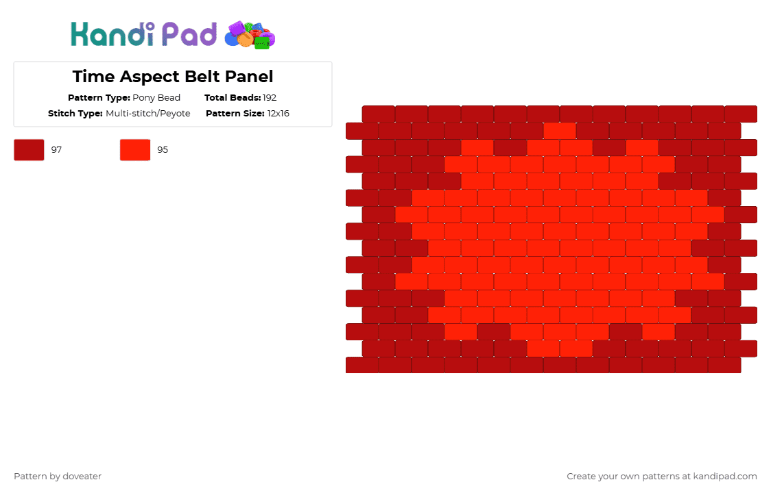 Time Aspect Belt Panel - Pony Bead Pattern by doveater on Kandi Pad - red