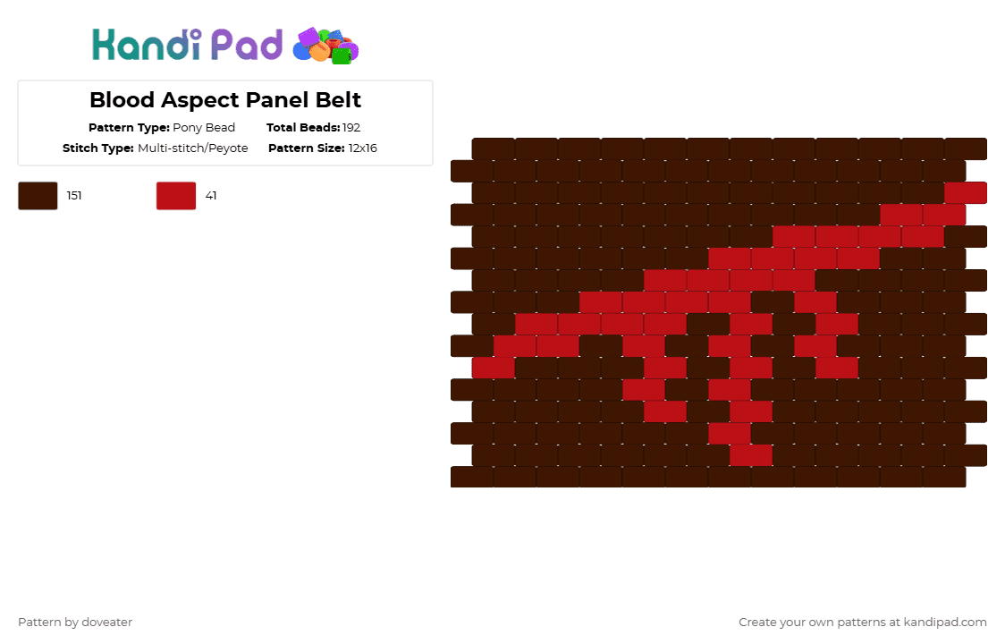 Blood Aspect Panel Belt - Pony Bead Pattern by doveater on Kandi Pad - brown