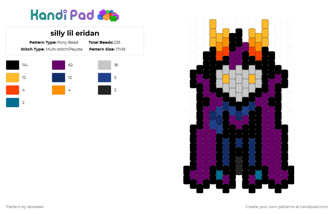 silly lil eridan - Pony Bead Pattern by doveater on Kandi Pad - black,pink