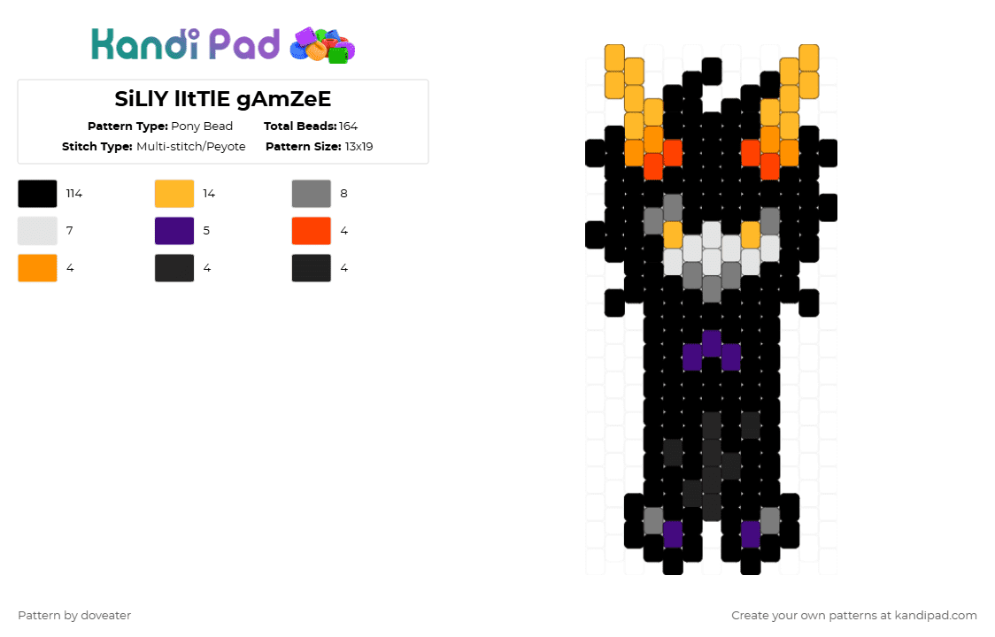 SiLlY lItTlE gAmZeE - Pony Bead Pattern by doveater on Kandi Pad - black,orange