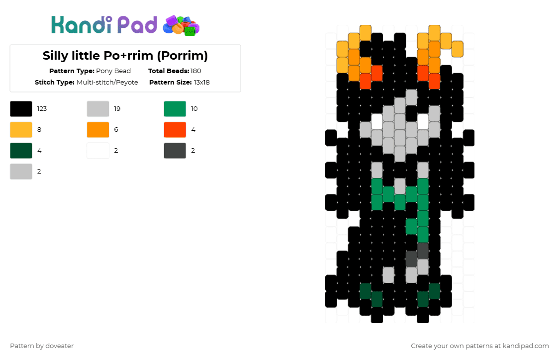 Silly little Po+rrim (Porrim) - Pony Bead Pattern by doveater on Kandi Pad - black,orange,beige,homestuck,character