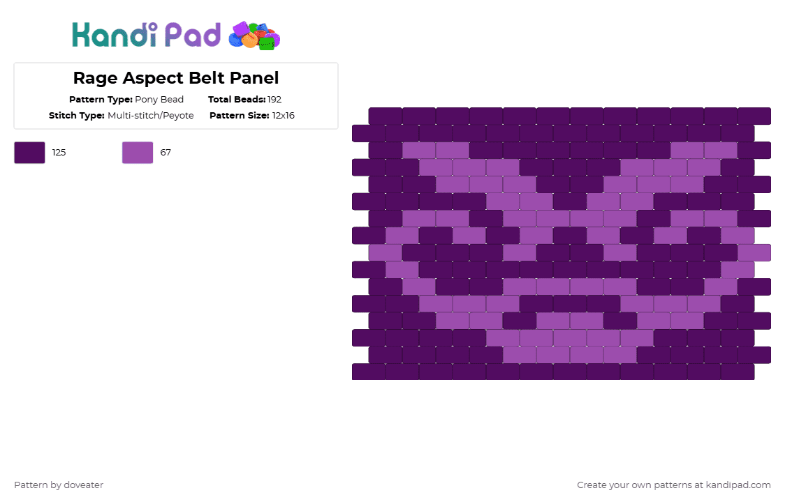 Rage Aspect Belt Panel - Pony Bead Pattern by doveater on Kandi Pad - pink