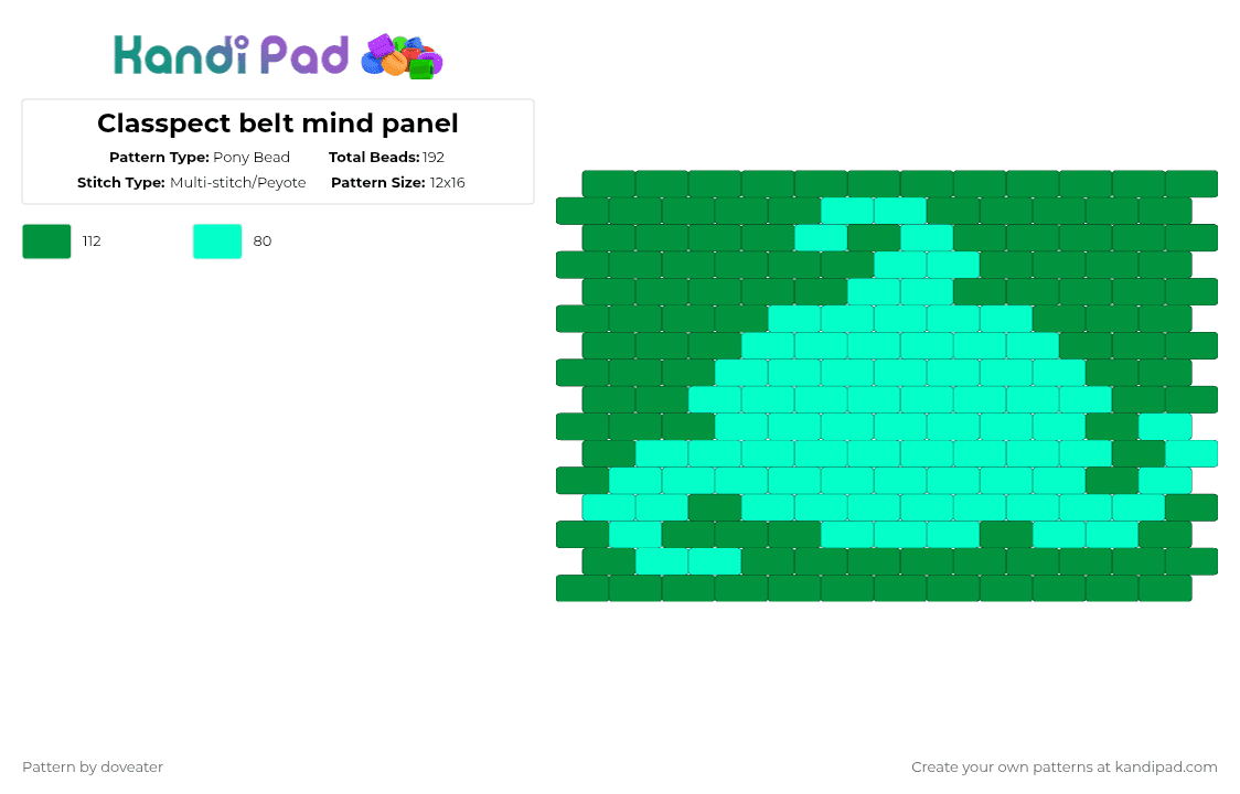 Mind Aspect Belt Panel - Pony Bead Pattern by doveater on Kandi Pad - green,teal