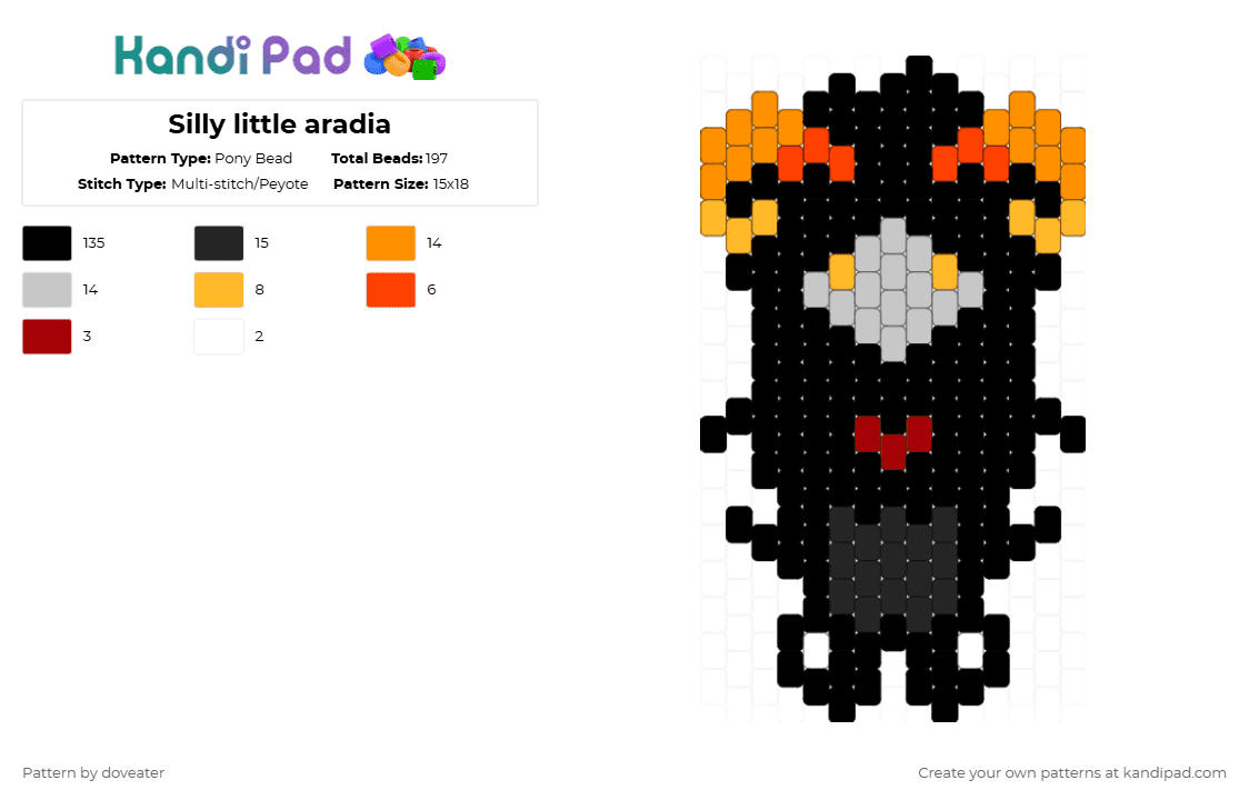 silly little aradia - Pony Bead Pattern by doveater on Kandi Pad - black,orange,homestuck,character
