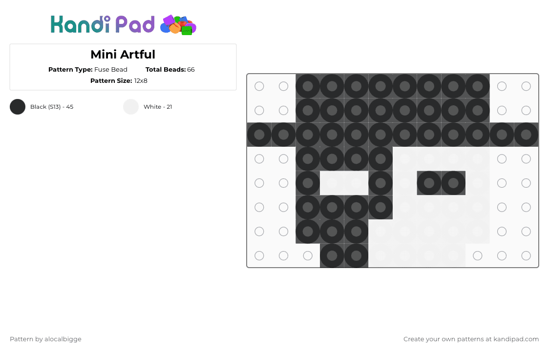 Mini Artful - Fuse Bead Pattern by alocalbigge on Kandi Pad - white,black,dod,mini