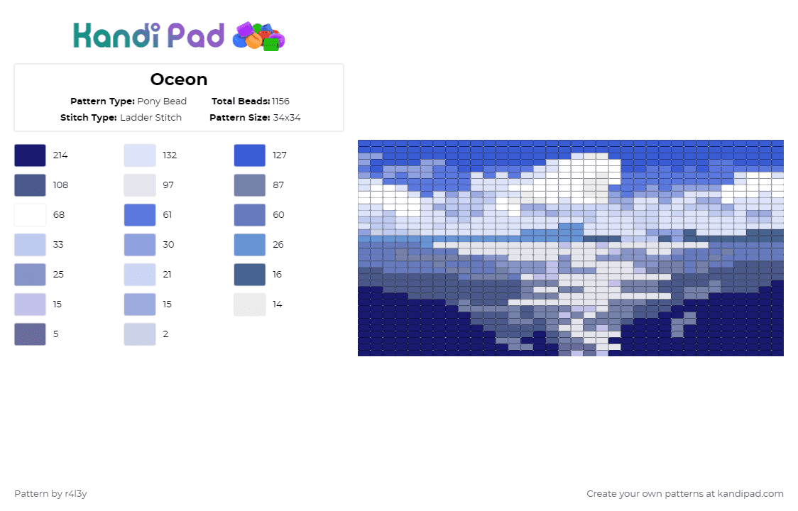 Oceon - Pony Bead Pattern by r4l3y on Kandi Pad - blue, purple