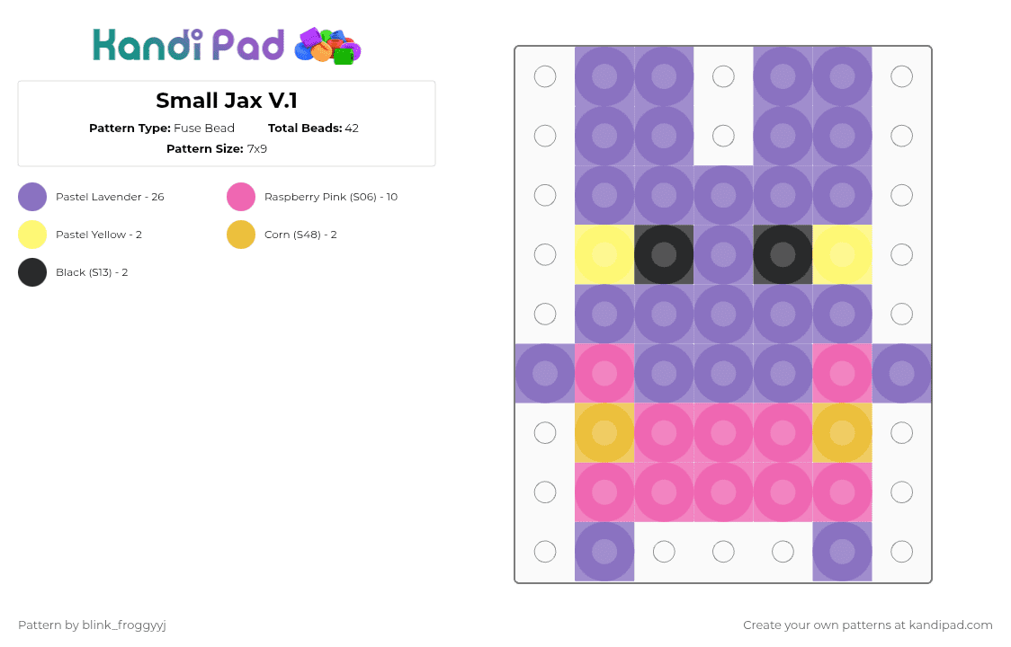 Small Jax V.1 - Fuse Bead Pattern by blink_froggyyj on Kandi Pad - blue