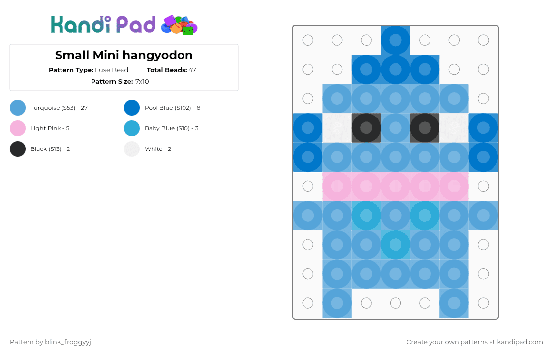 Small Mini hangyodon - Fuse Bead Pattern by blink_froggyyj on Kandi Pad - light blue